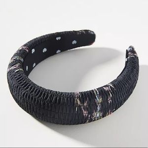 New LoveShackFancy x Lele Sadoughi Black Coffee Shirred Padded Headband